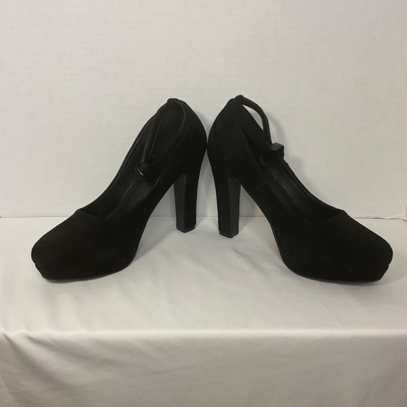 Women’s Black suede 4” platform heels - Picture 4 of 5